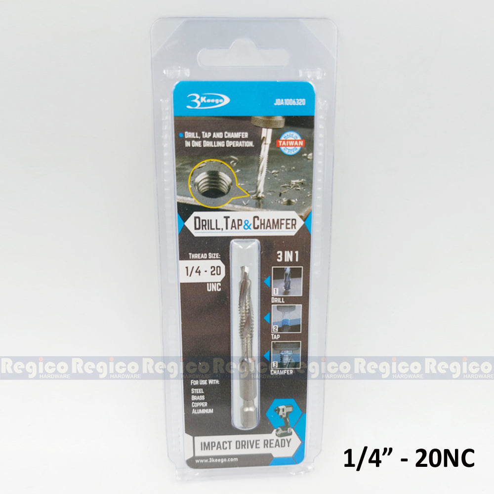 3KEEGO 3-in-1 Imperial Spiral Flute Drill Tap and Chamfer Bit