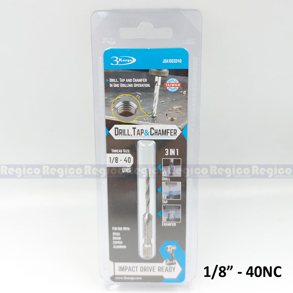 3KEEGO 3-in-1 Imperial Spiral Flute Drill Tap and Chamfer Bit