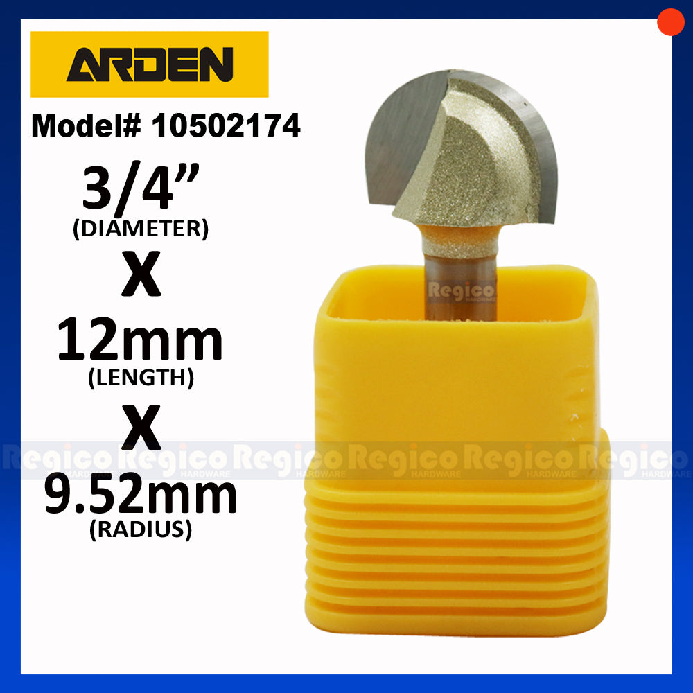 ARDEN 1/4 Shank Round Nose Core Box Cutter Bit Router Bit #0502