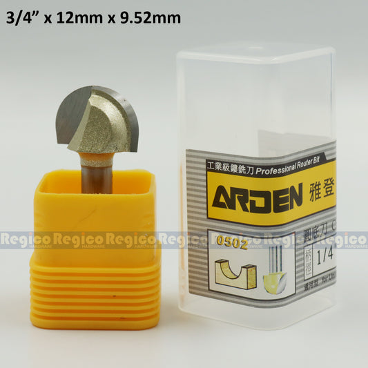 ARDEN 1/4 Shank Round Nose Core Box Cutter Bit Router Bit #0502
