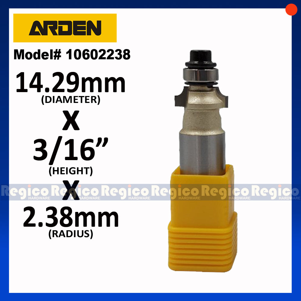 ARDEN #0602 1/2 Shank Round Over Beading Edging Ball Bearing Router Bit for Woodworking