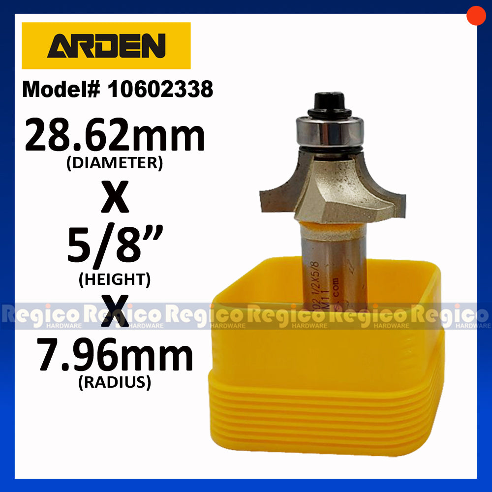 ARDEN #0602 1/2 Shank Round Over Beading Edging Ball Bearing Router Bit for Woodworking