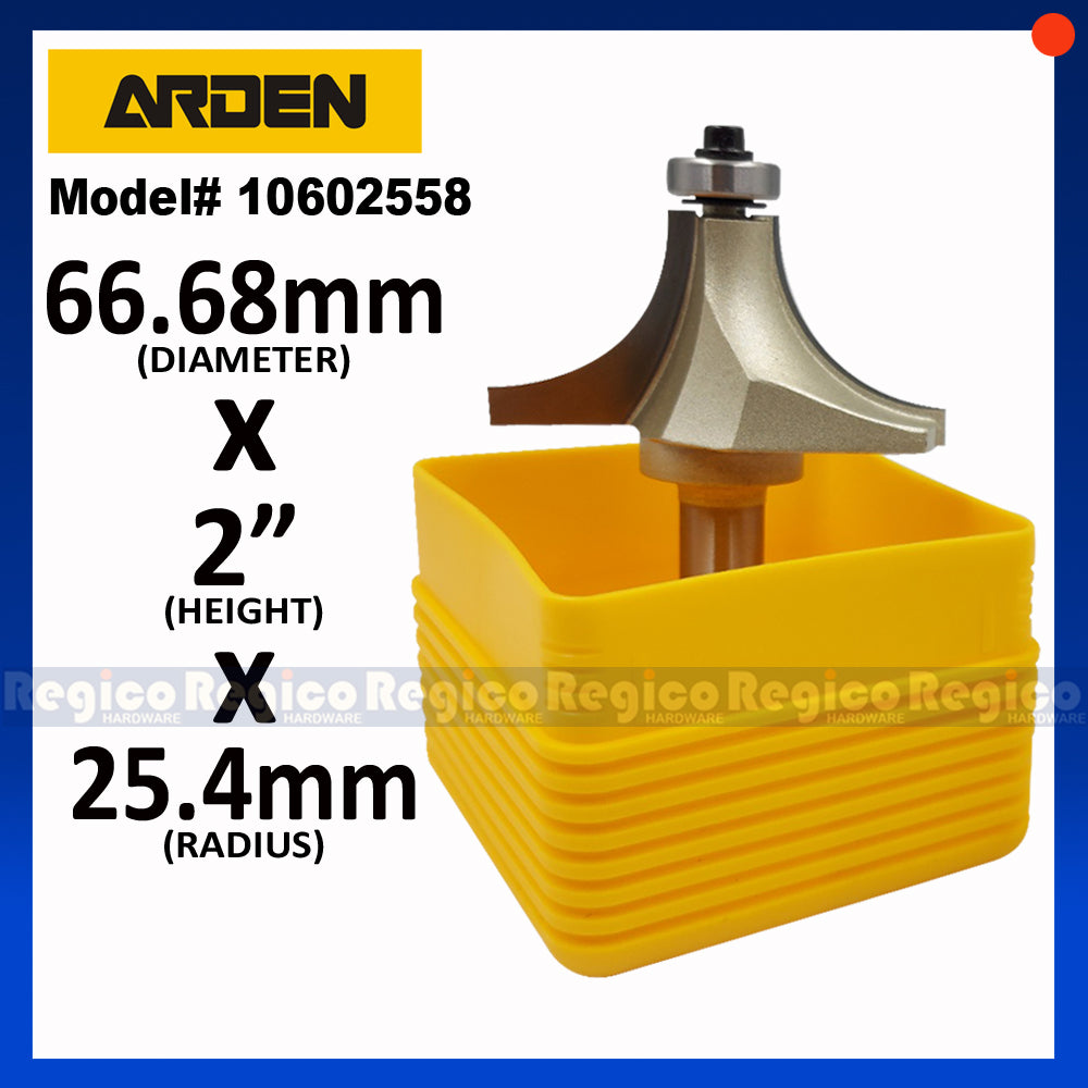 ARDEN #0602 1/2 Shank Round Over Beading Edging Ball Bearing Router Bit for Woodworking