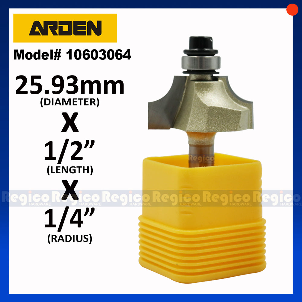 ARDEN 1/4 Shank Beading Bit w/ Ball Bearing Router Bit #0603