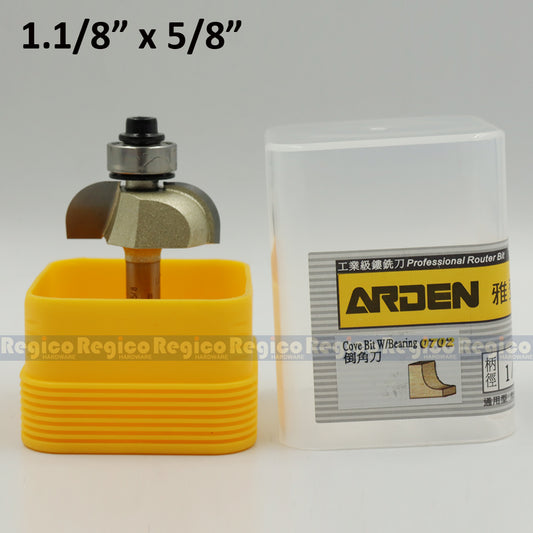ARDEN 1/4 Shank Cove Edging Bit with Ball Bearing Router Bit for Woodworking #0702