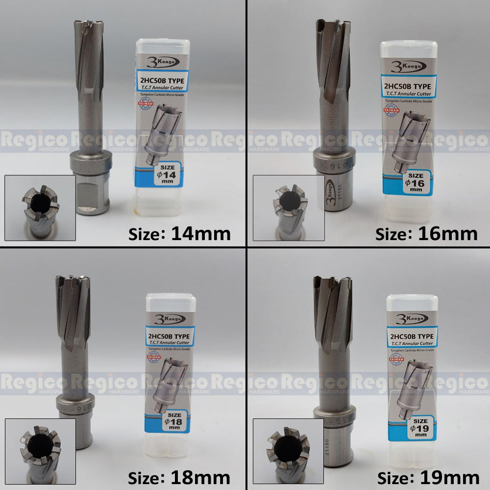 3KEEGO 50mm TCT Annular Hole Cutter HC50B Weldon Shank 3/4"