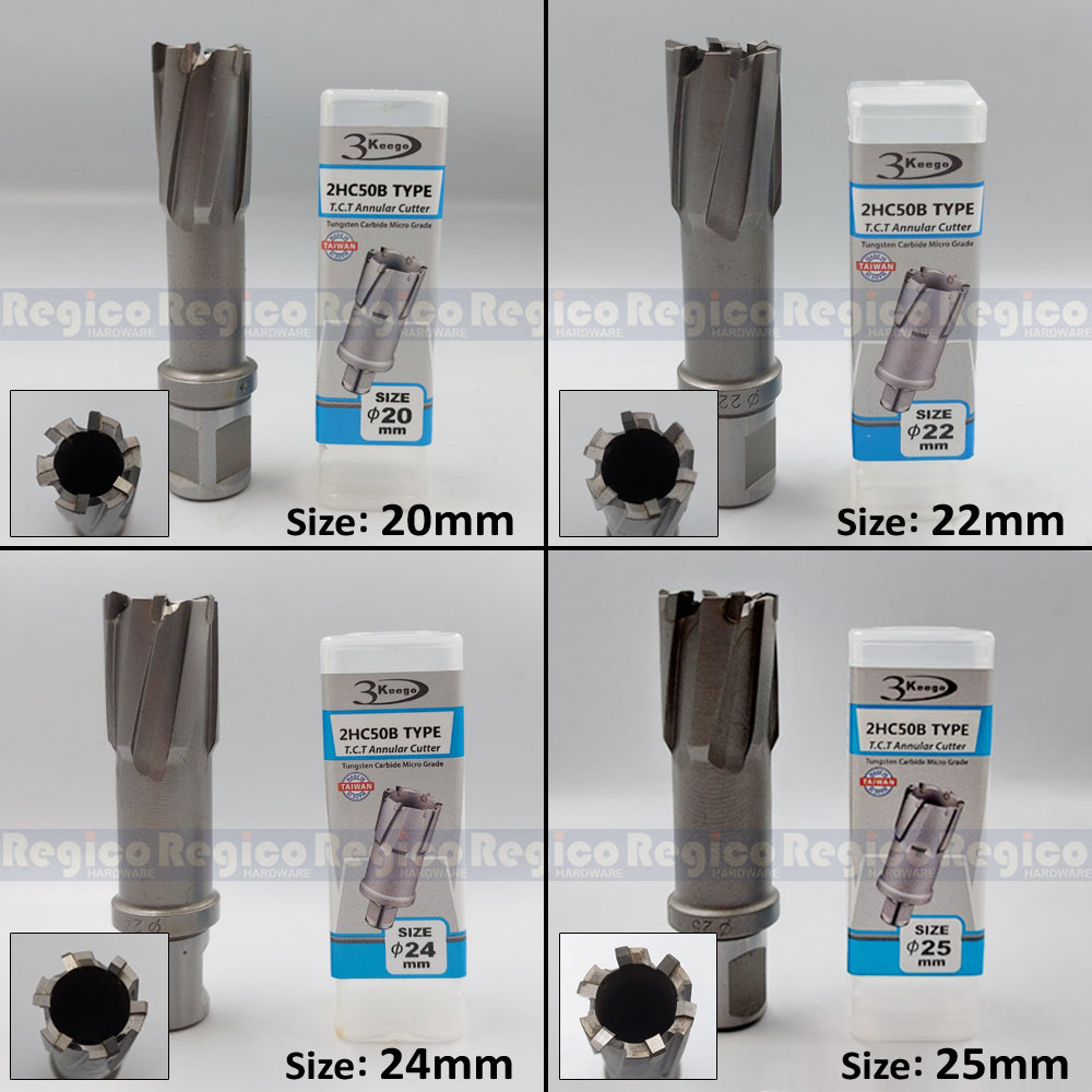 3KEEGO 50mm TCT Annular Hole Cutter HC50B Weldon Shank 3/4"
