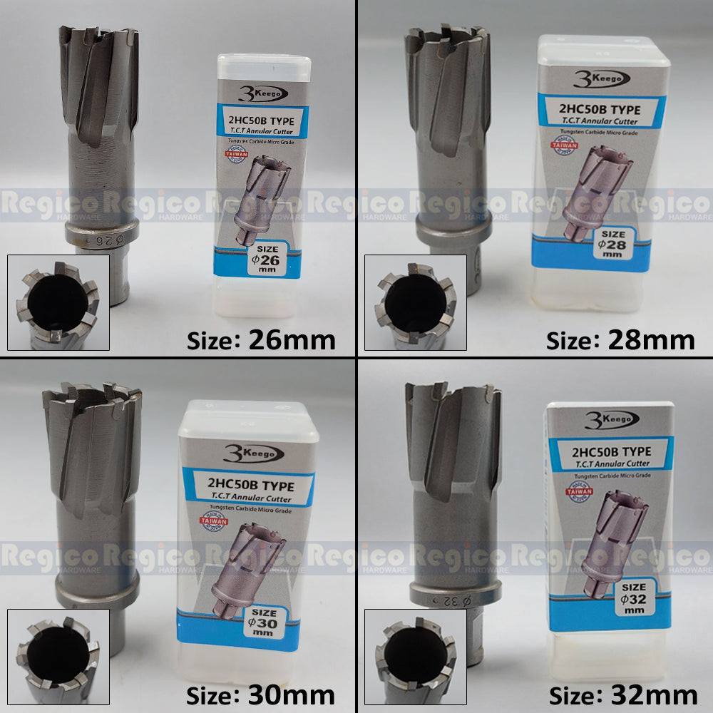 3KEEGO 50mm TCT Annular Hole Cutter HC50B Weldon Shank 3/4"