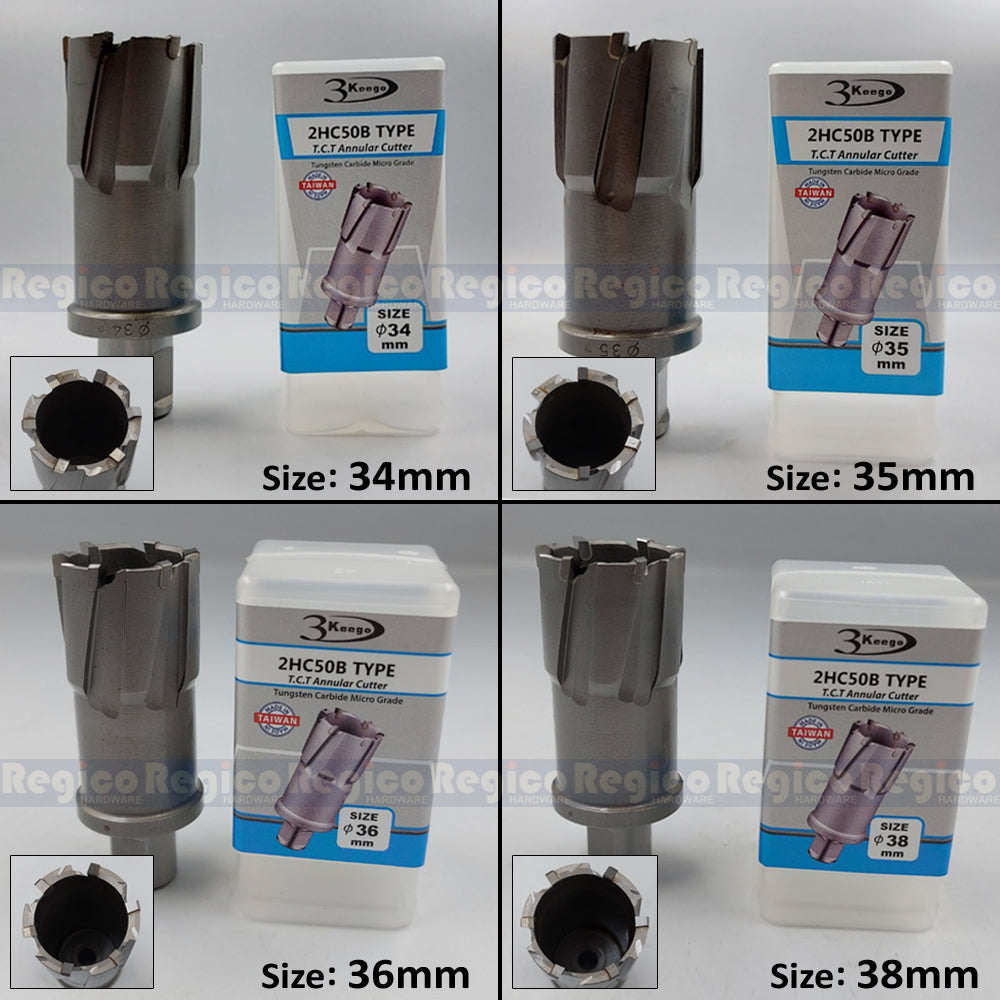 3KEEGO 50mm TCT Annular Hole Cutter HC50B Weldon Shank 3/4"