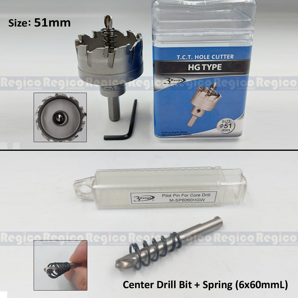 3KEEGO 16-51mm TCT Hole Saw Holesaw Cutter HG Type for Metal Steel Aluminum Drill Bit