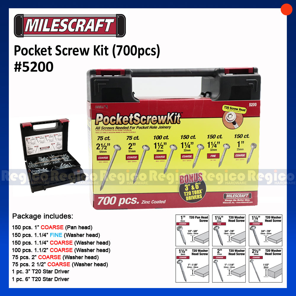 Milescraft Pocket Screw Kit 700 pcs (#5200)