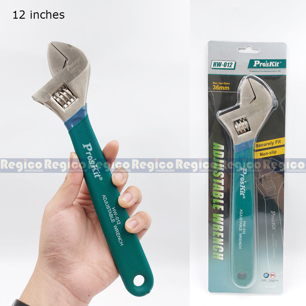 Proskit 6 8 10 12 inches Industrial Adjustable Wrench with non slip handle