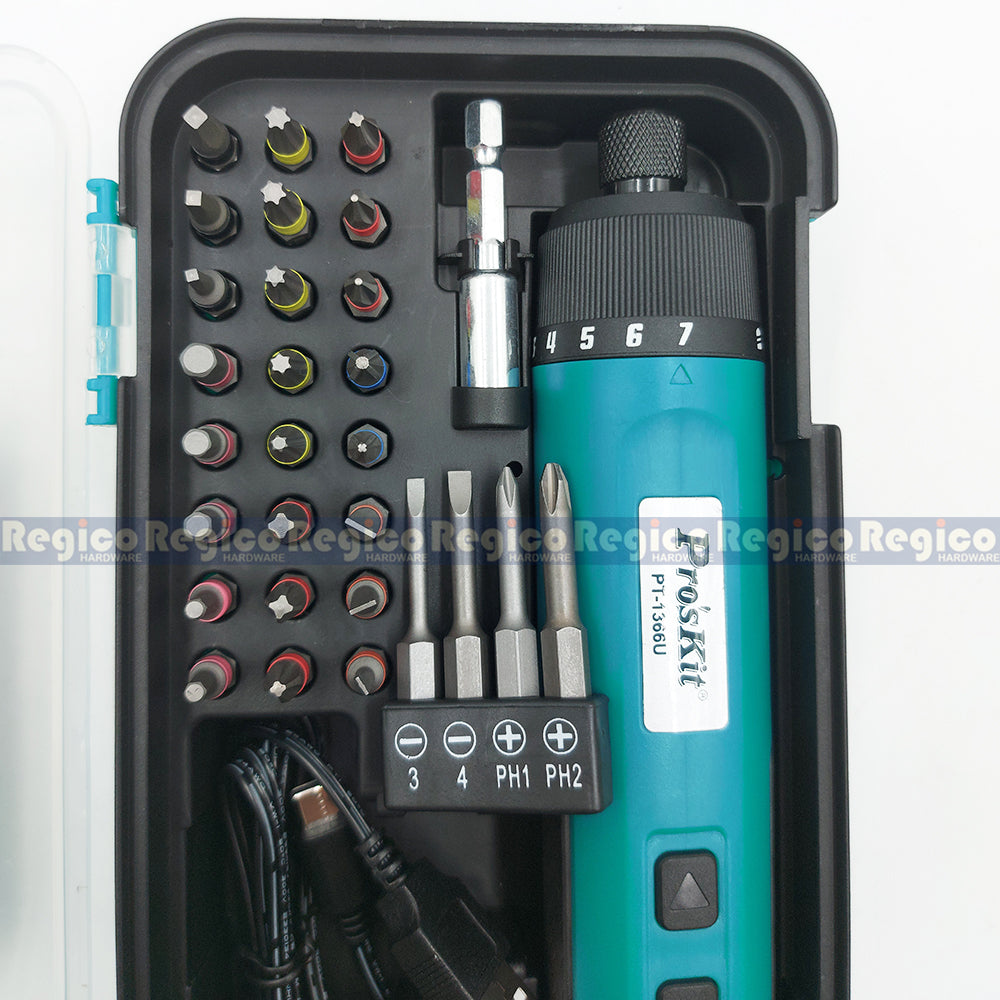 Proskit 3.6V Cordless Electric Rechargable USB Powered Screwdriver Set PT-1366U