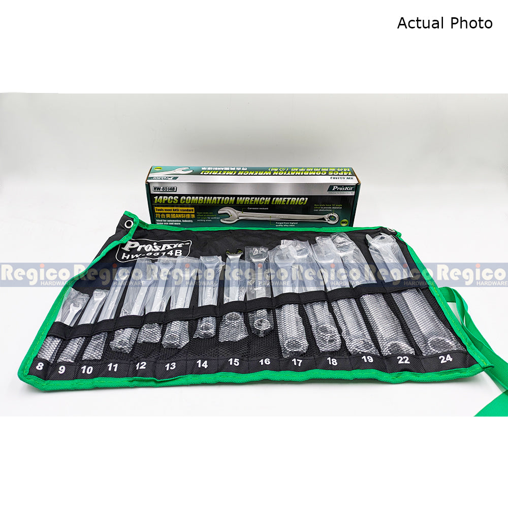 Proskit Metric Combination Wrench 14pcs Set HW-6514B Regico Hardware