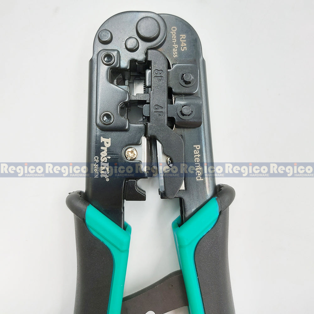 Proskit RJ45 RJ12 RJ11 End Pass Through Network Wire Ratchet Crimper Cable Cutter Wire Stripper Stripping Tools CP-376TN
