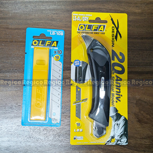 OLFA 18mm Heavy Duty Cutter (L-5) + Blade Pack (LB-10B) (10pcs/pack)