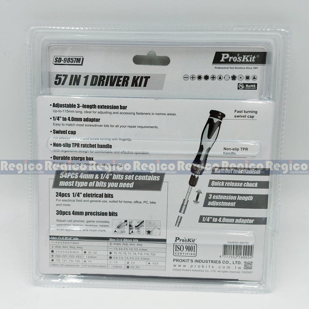 Proskit 57 Screwdriver Screw Bit Electrical Electronics Repair Tool Set SD-9857M