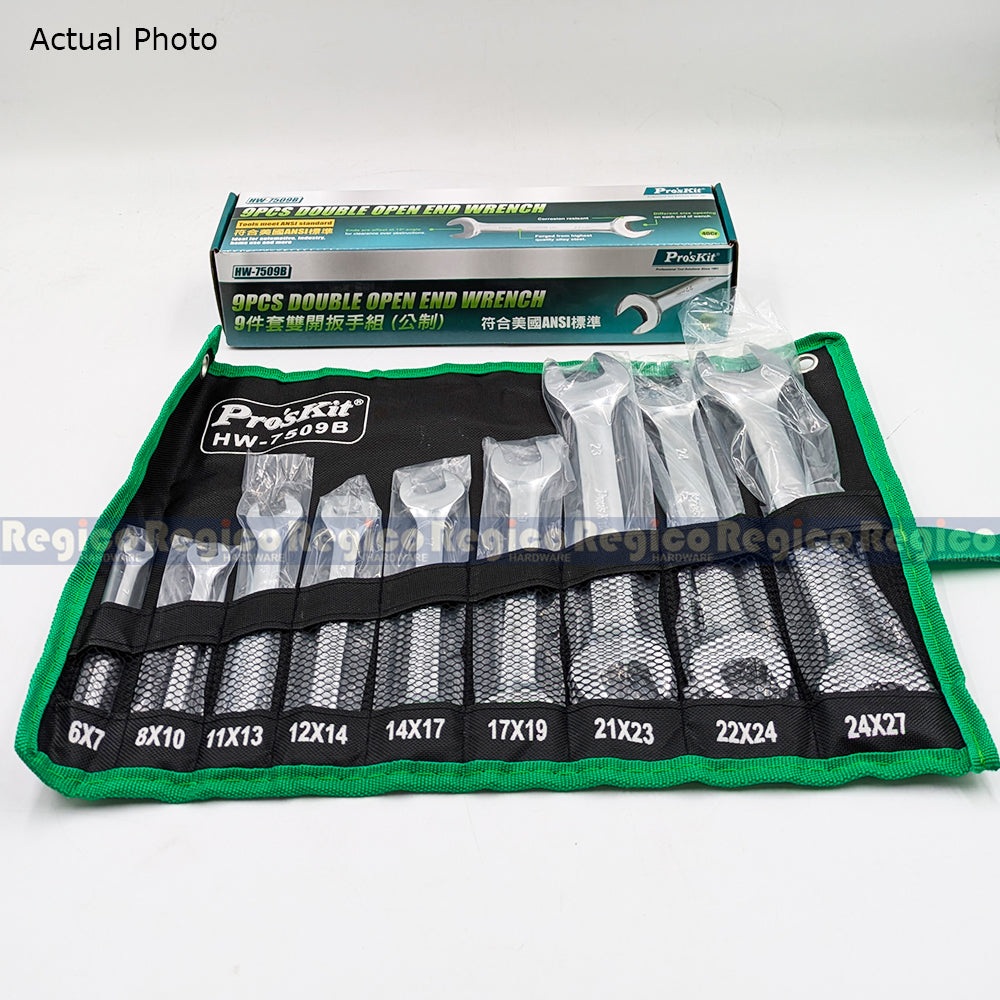 Proskit Metric Double Open End Wrench 9pcs Set HW-7509B Regico Hardware