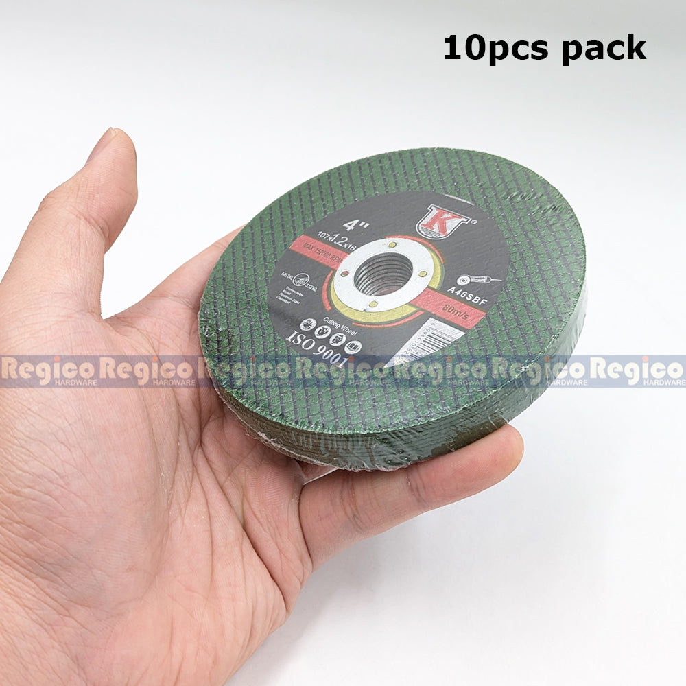 K Brand 4" (107mm) Metal Cutting Disc Cut Off Wheel for Angle Grinder Steel Pipe Bar Sheet Metal (10pcs pack)