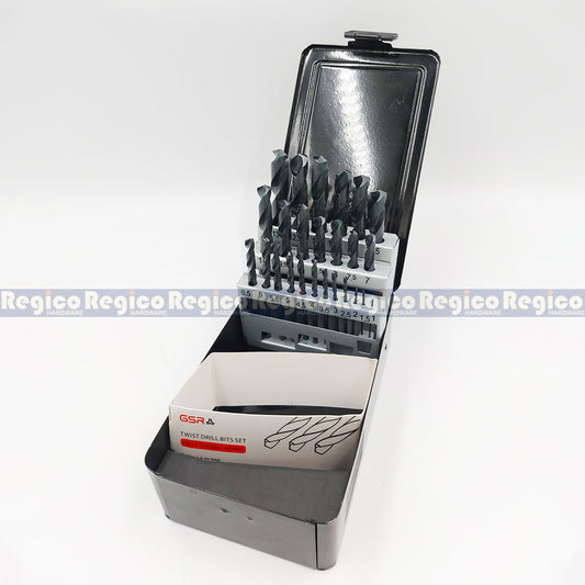 GSR 25pcs HSS High Speed Steel Twist Drill Bit Set for Wood Metal PVC Plastic