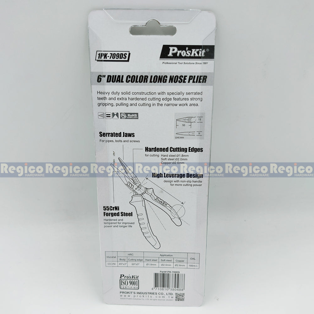 Proskit 6in Long Nose Cutting Plier Electrician Tools 1PK-709DS