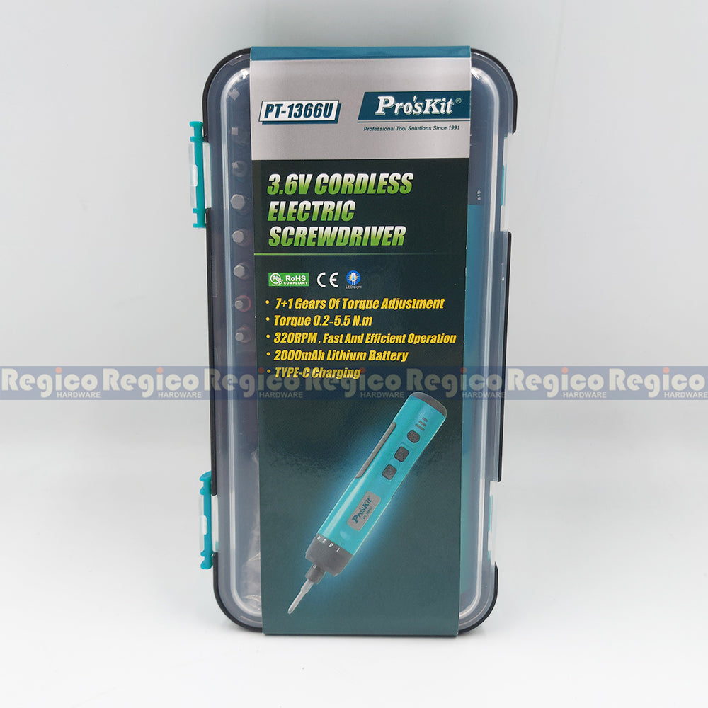 Proskit 3.6V Cordless Electric Rechargable USB Powered Screwdriver Set PT-1366U