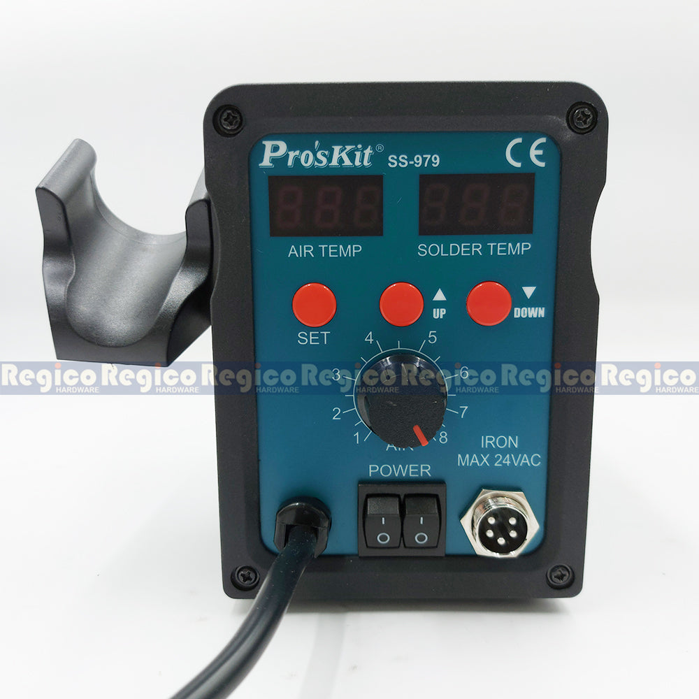 ProsKit 2 in 1 Hot Air Soldering Rework Station SMD Dual Digital Display 760W Heat Gun Welding Soldering Iron PCB Repair Tools SS-979B