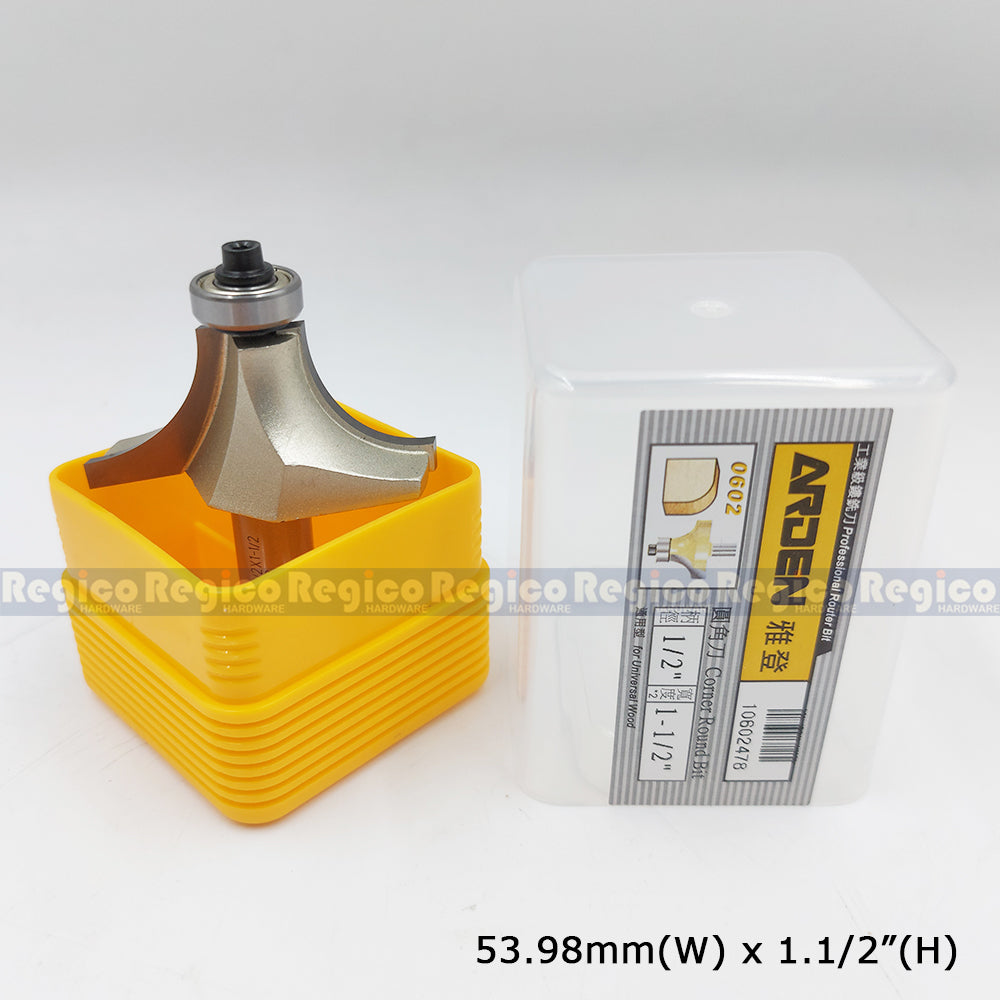 ARDEN #0602 1/2 Shank Round Over Beading Edging Ball Bearing Router Bit for Woodworking