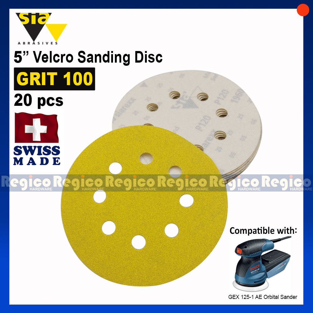 SIA 5" Velcro Sanding Disc for Random Orbital Sander 20pcs.