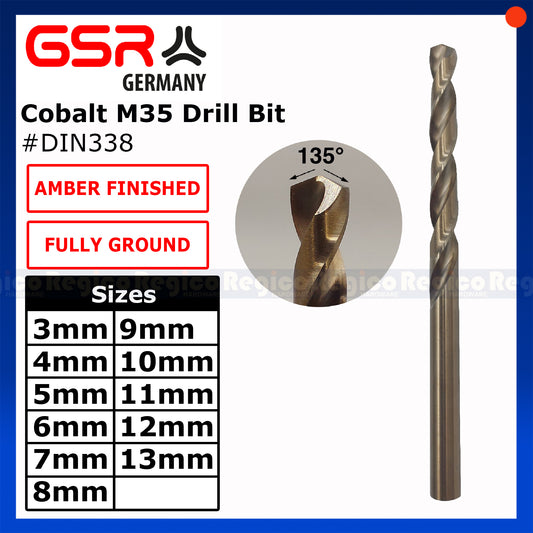 GSR M35 Cobalt Metal Drill Bit 3mm 4mm 5mm 6mm 7mm 8mm 9mm 10mm 11mm 12mm 13mm