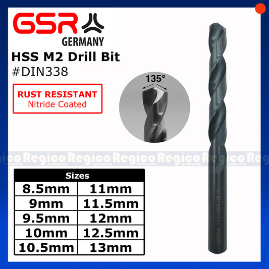 GSR HSS M2 Metal Drill Bit 8.5mm 9mm 10mm 11mm 11.5mm 12mm 12.5mm 13mm DIN338