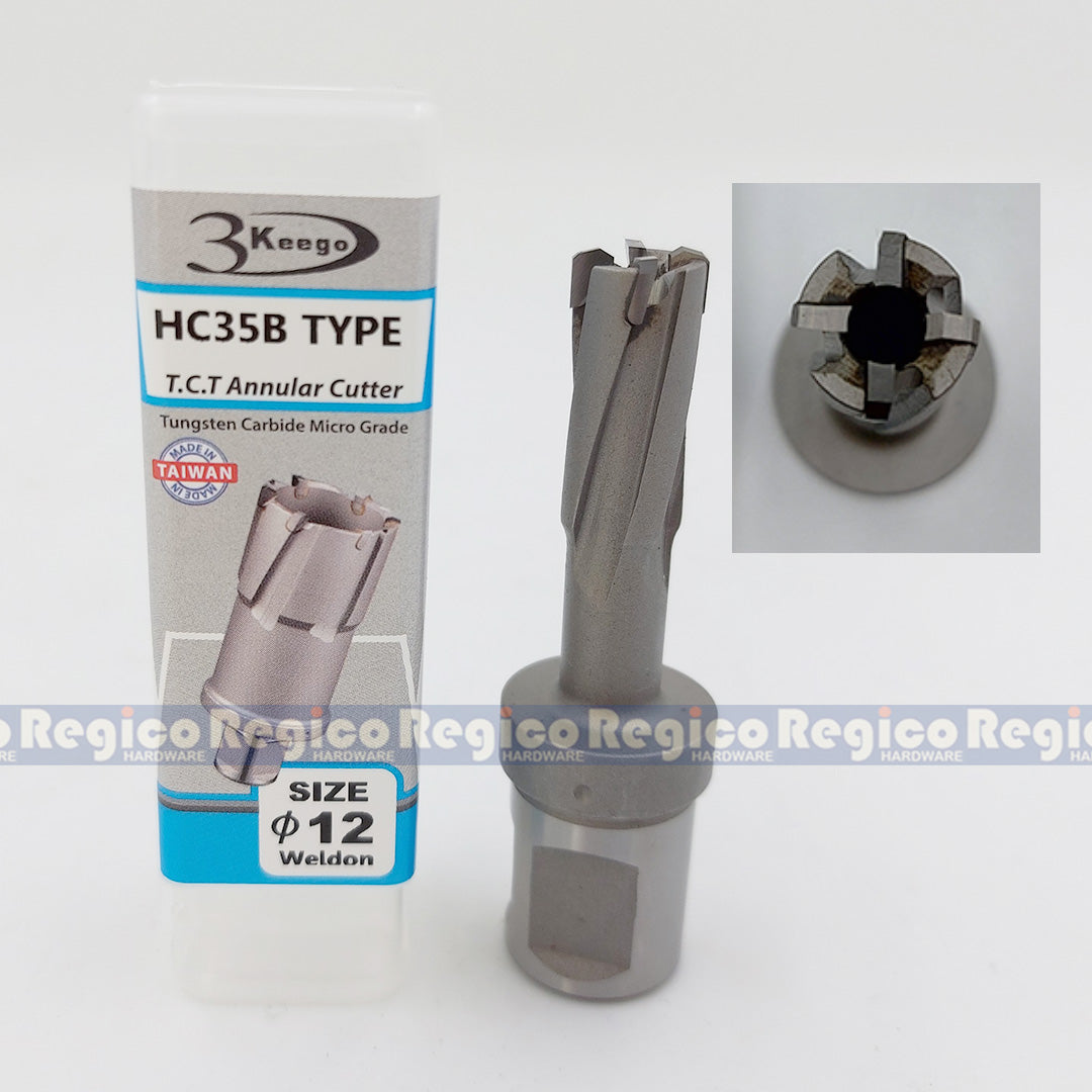 3KEEGO 35mm TCT Annular Hole Cutter HC35B Weldon Shank 3/4"