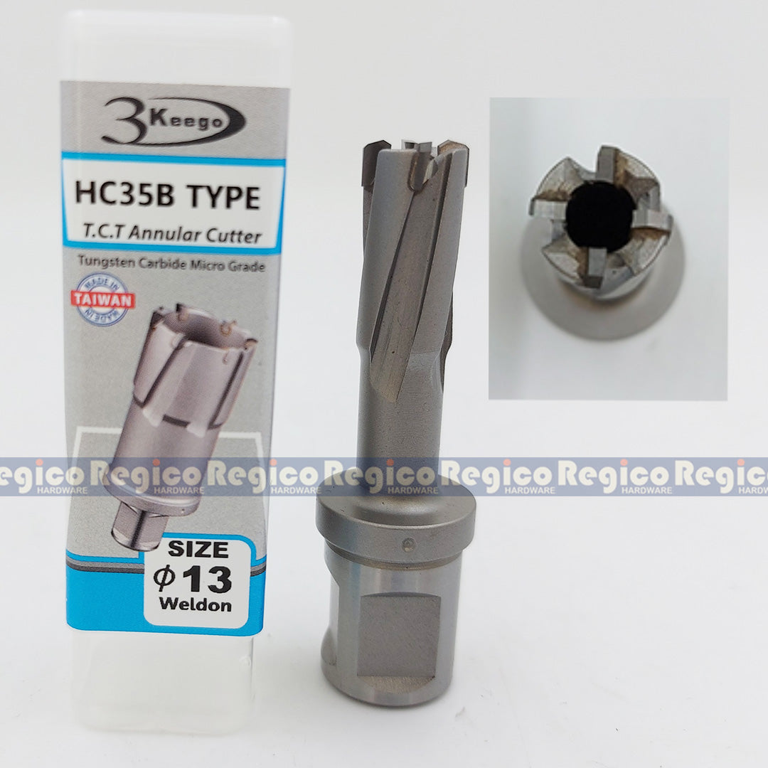 3KEEGO 35mm TCT Annular Hole Cutter HC35B Weldon Shank 3/4"