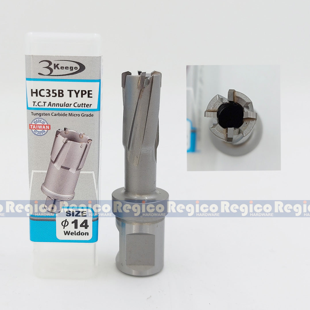 3KEEGO 35mm TCT Annular Hole Cutter HC35B Weldon Shank 3/4"