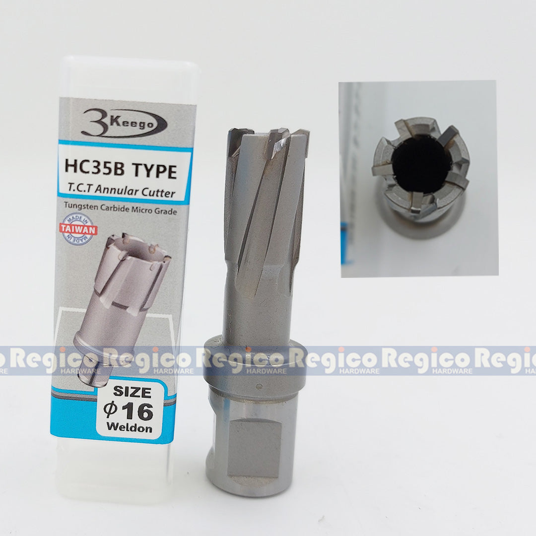 3KEEGO 35mm TCT Annular Hole Cutter HC35B Weldon Shank 3/4"