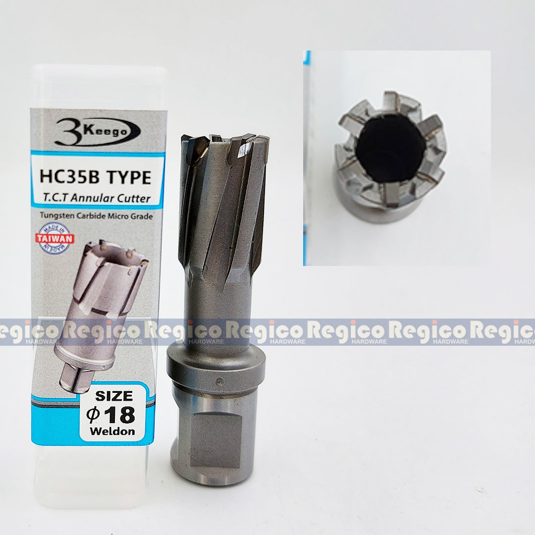 3KEEGO 35mm TCT Annular Hole Cutter HC35B Weldon Shank 3/4"