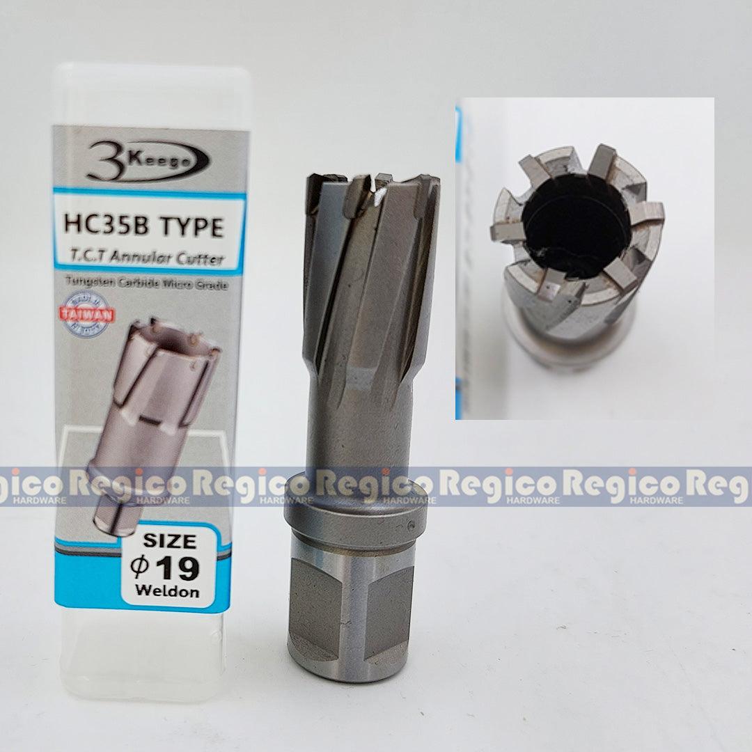 3KEEGO 35mm TCT Annular Hole Cutter HC35B Weldon Shank 3/4"