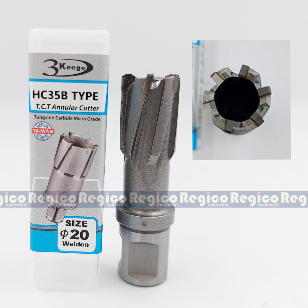 3KEEGO 35mm TCT Annular Hole Cutter HC35B Weldon Shank 3/4"