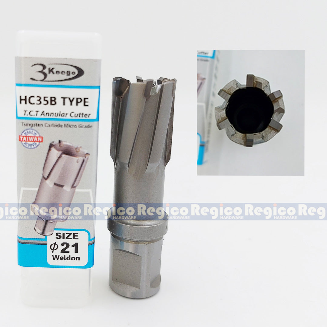 3KEEGO 35mm TCT Annular Hole Cutter HC35B Weldon Shank 3/4"