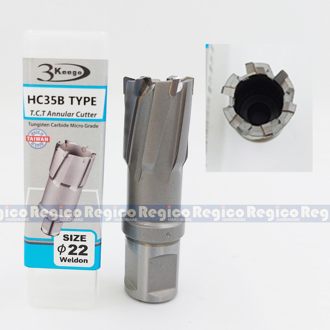 3KEEGO 35mm TCT Annular Hole Cutter HC35B Weldon Shank 3/4"