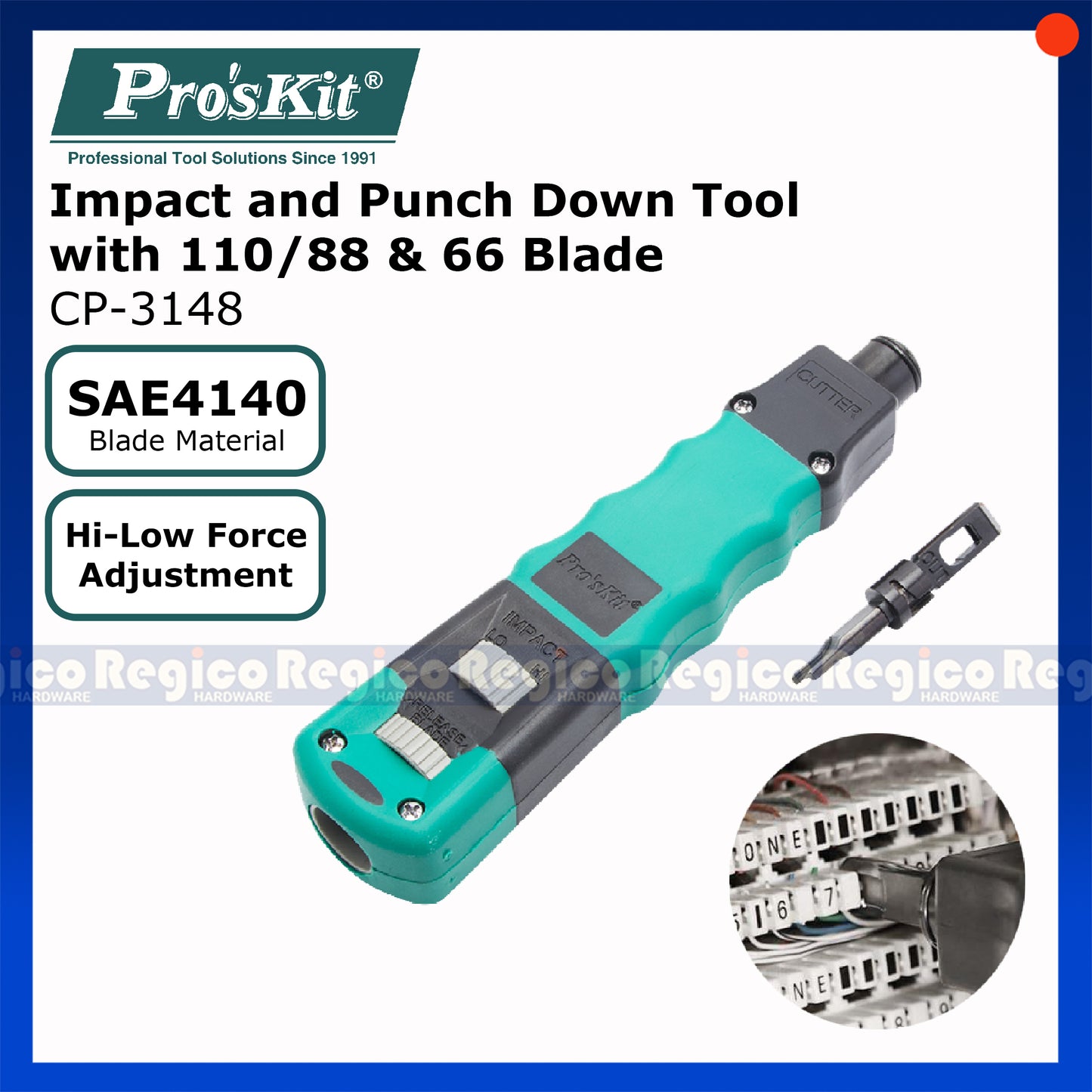 Proskit Impact Punch Down Tool Network Line Pressing Pliers 110 and 66 Combi-Blade CP-3148