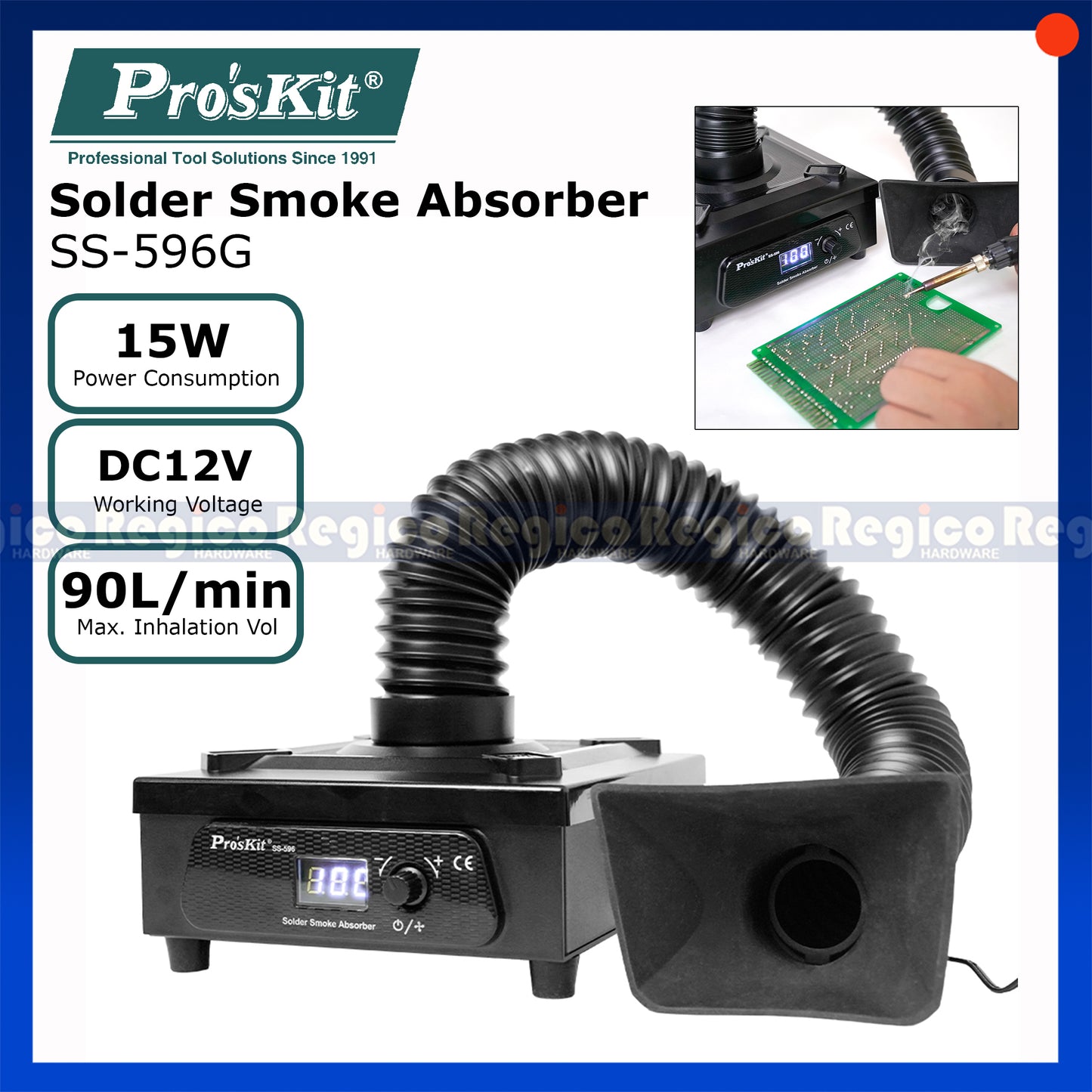 Proskit Desktop Smoke Purifier 3-layer Filter Element for Mobile Phone Repair Welding Solder Smoke Exhaust SS-596G