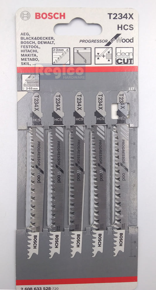 BOSCH T234X Jigsaw Blade Set Progressor for Wood 5pcs/set Bosch Accessories