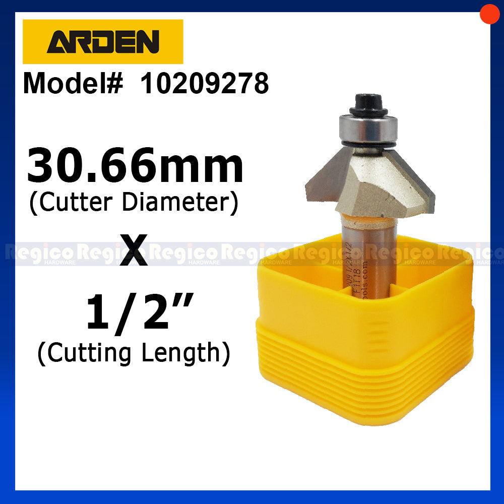 ARDEN #0209 1/2 Shank 45 degree Chamfer Chamfering Router Bit