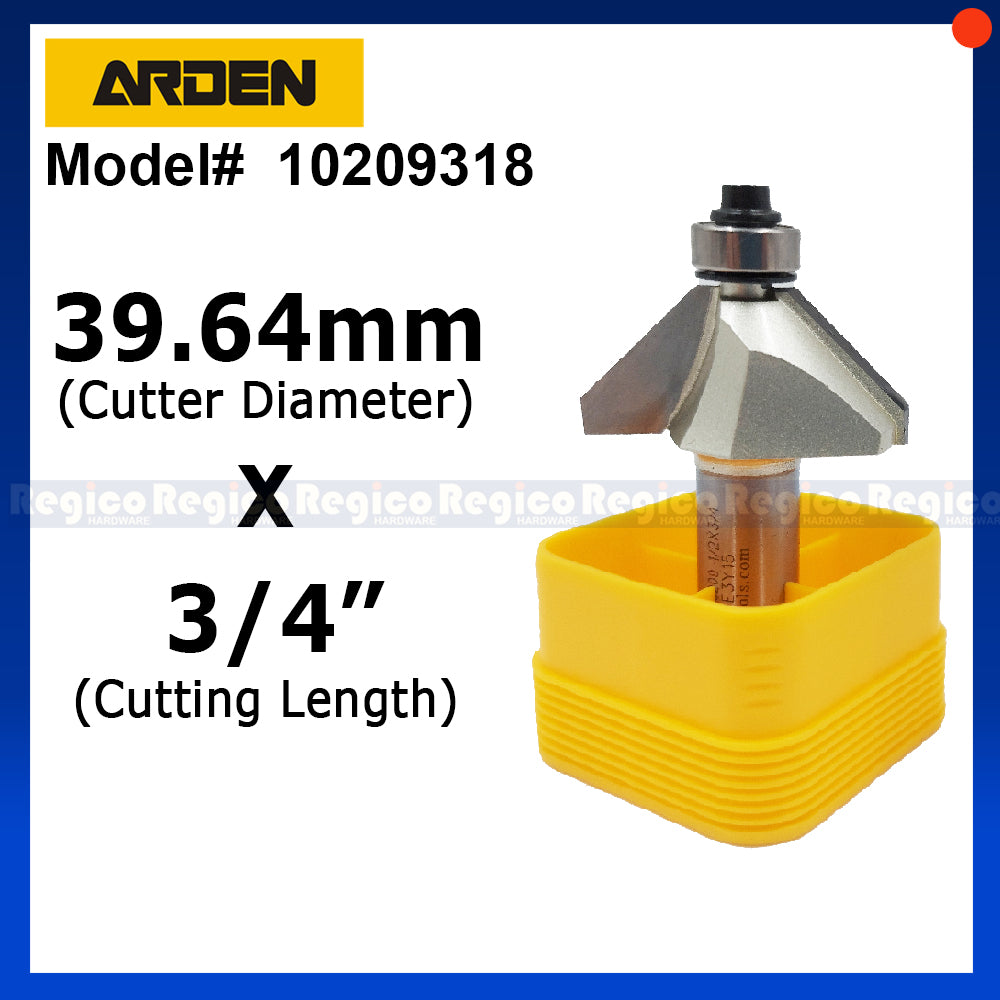 ARDEN #0209 1/2 Shank 45 degree Chamfer Chamfering Router Bit