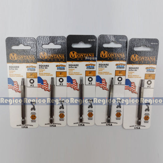5pcs. Montana 3 inch #2 Square Driver screwdriver screw bits MB-65734