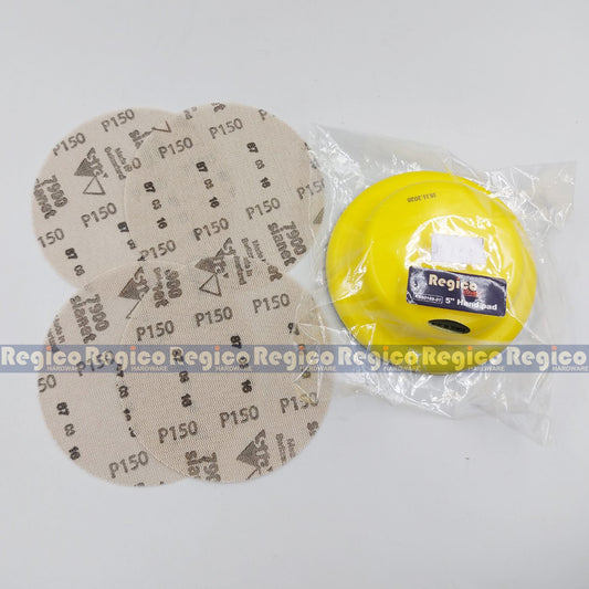 RegicoCraft 5" Velcro Hand Sanding Pad with 4pcs. Sianet Grit 150 Sanding Discs #169-01