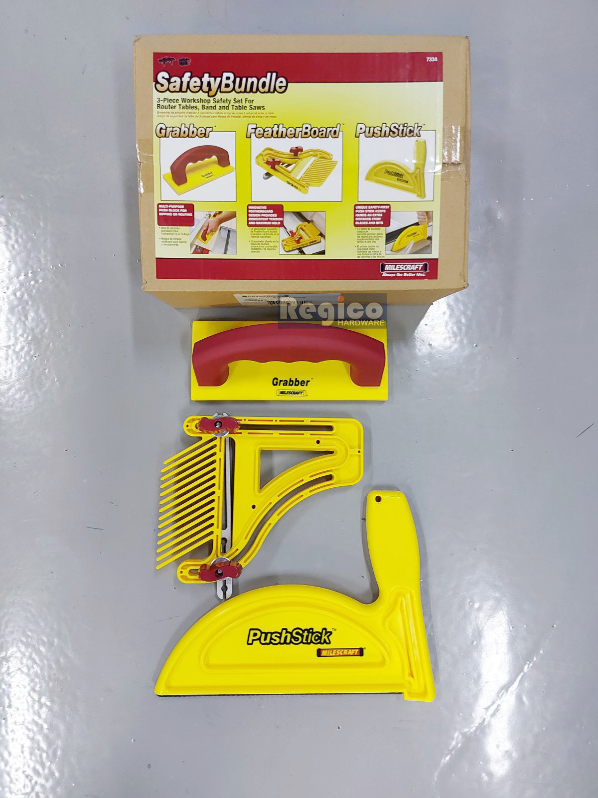 Milescraft Safety Bundle Kit Feather Board 1406 + Push Stick 3404 with Free Grabber 3403 Woodworking Tools 7334