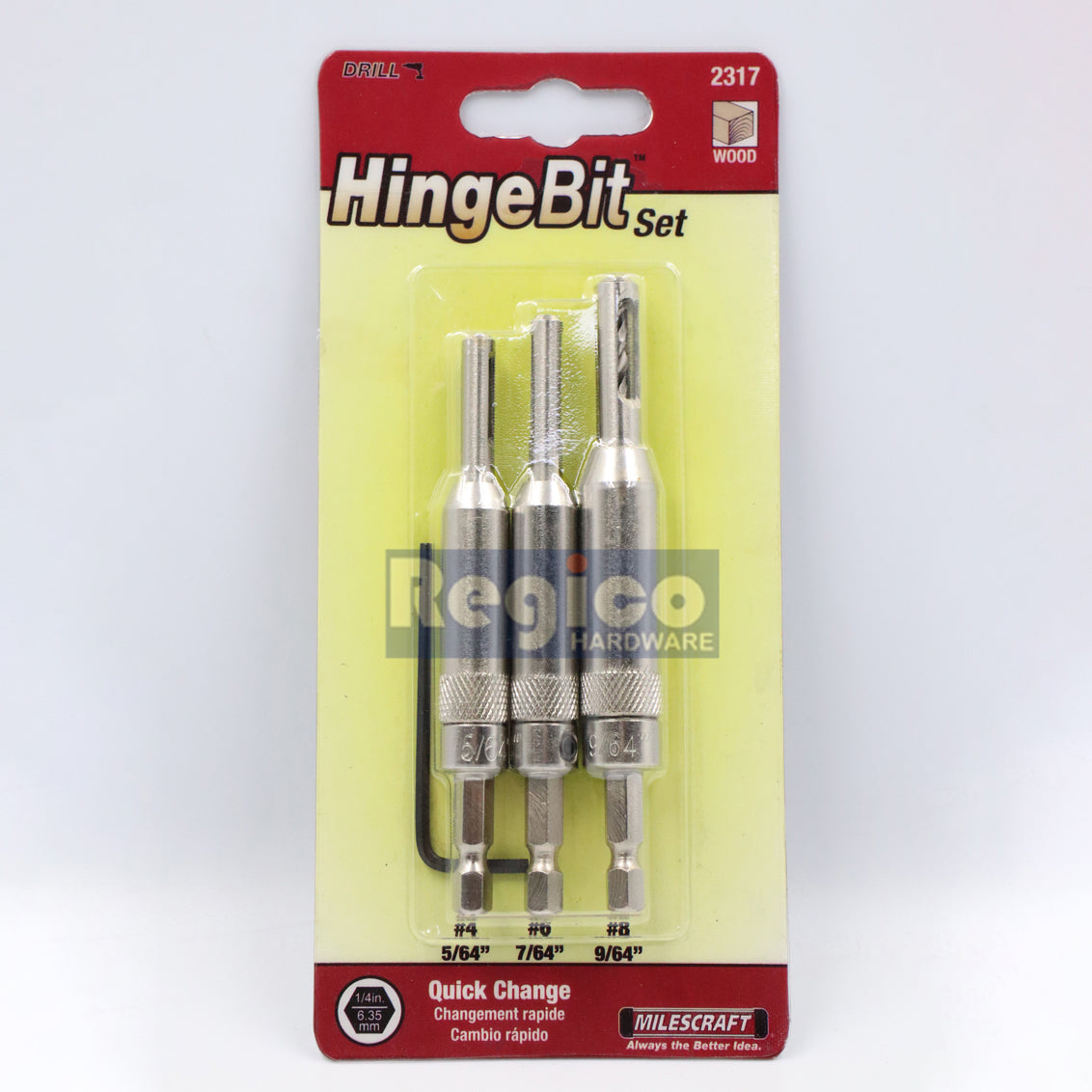 Milescraft Pre-Drill Perfectly Centered Holes HINGEBIT SET #4, #6, #8 (#2317)