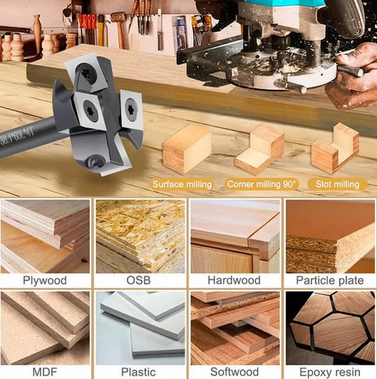 VSharp 2 inches 2+2 Flute 1/2 Shank Surfacing Flattening Wood Planer T-Cutter Router Bit for Woodworking